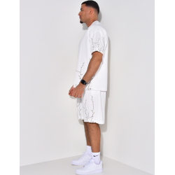 Ensemble short et t-shirt à broderie floral  Ensemble short et t-shirt à broderie floral