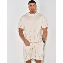   Floral Embroidery Shorts and T-Shirt Set