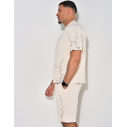   Floral Embroidery Shorts and T-Shirt Set