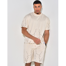   Floral Embroidery Shorts and T-Shirt Set