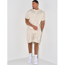   Floral Embroidery Shorts and T-Shirt Set