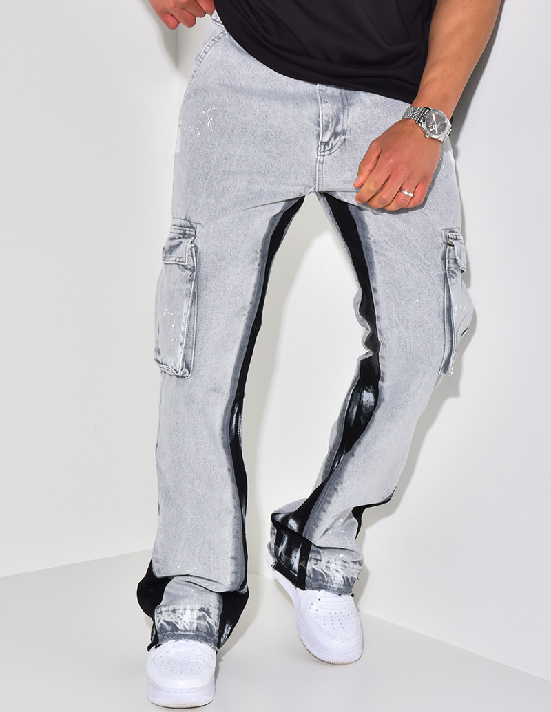 Jeans à tâches de peinture