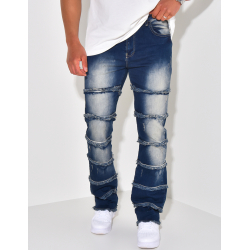 Jeans délavé à empiècements Jeans délavé à empiècements