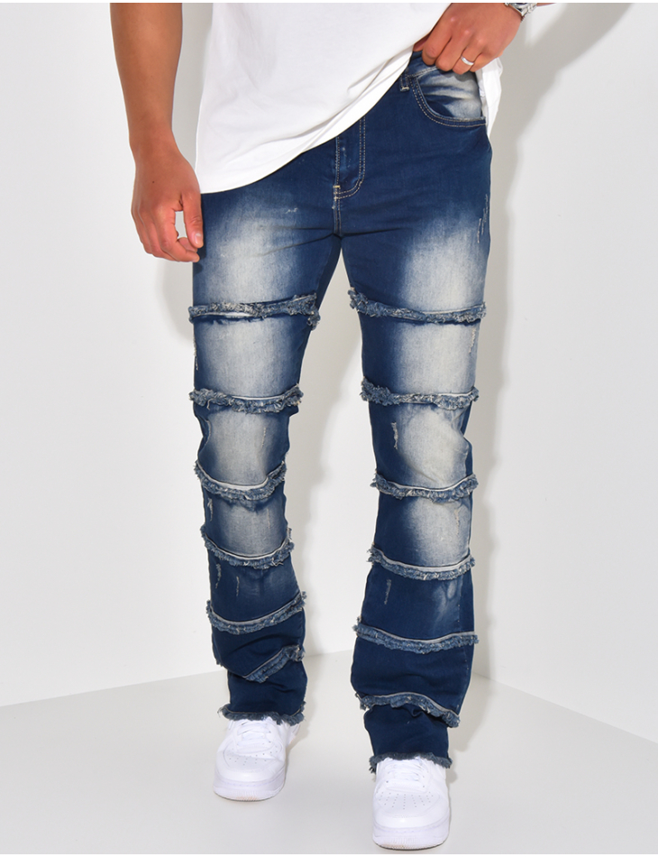 Jeans délavé à empiècements Jeans délavé à empiècements