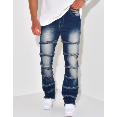 Jeans délavé à empiècements Jeans délavé à empiècements