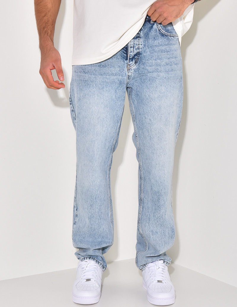 Jeans large délavé