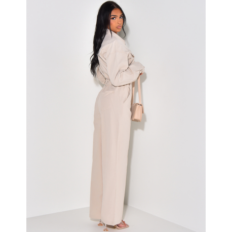 Combinaison longue à boutons dorés & poches cargo Combinaison longue à boutons dorés & poches cargo