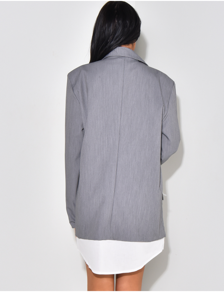 Oversized blazer dress with overflowing shirt effect