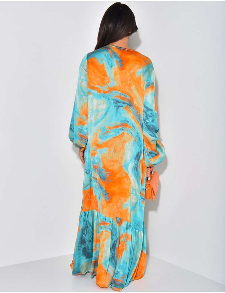 Robe abaya à volants avec motifs et broderies