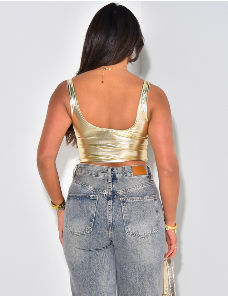 Metallic corset-style crop top