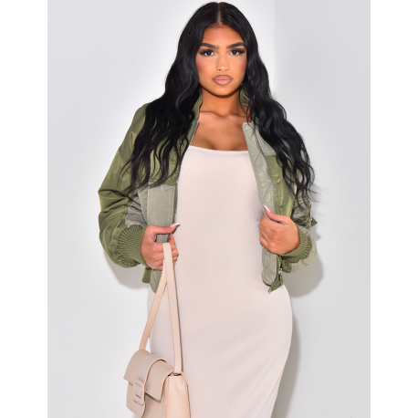 Short two-tone waterproof bomber jacket Short two-tone waterproof bomber jacket