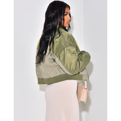 Short two-tone waterproof bomber jacket Short two-tone waterproof bomber jacket