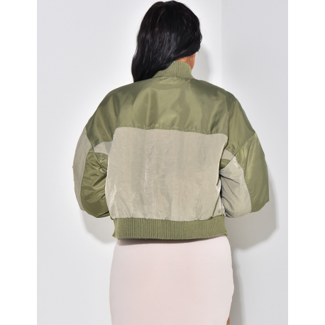Short two-tone waterproof bomber jacket Short two-tone waterproof bomber jacket