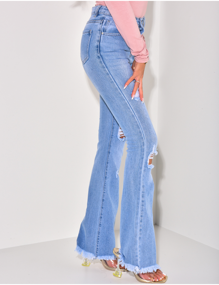 Jeans pattes d'eph destroy