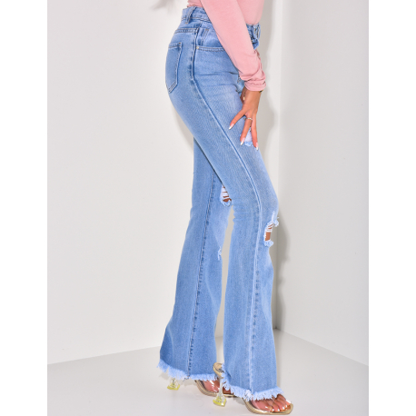 Jeans pattes d'eph destroy