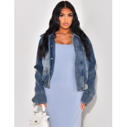 Denim bomber jacket with zip pockets Denim bomber jacket with zip pockets