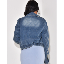 Denim bomber jacket with zip pockets Denim bomber jacket with zip pockets