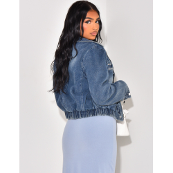 Denim bomber jacket with zip pockets Denim bomber jacket with zip pockets