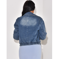 Denim bomber jacket with zip pockets Denim bomber jacket with zip pockets