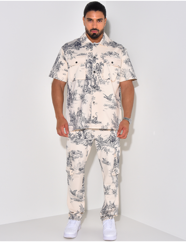 Ensemble pantalon et chemise manche courtes à motifs Ensemble pantalon et chemise manche courtes à motifs