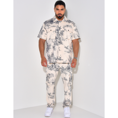 Ensemble pantalon et chemise manche courtes à motifs Ensemble pantalon et chemise manche courtes à motifs