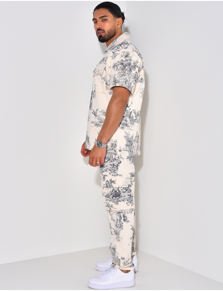 Ensemble pantalon et chemise manche courtes à motifs Ensemble pantalon et chemise manche courtes à motifs
