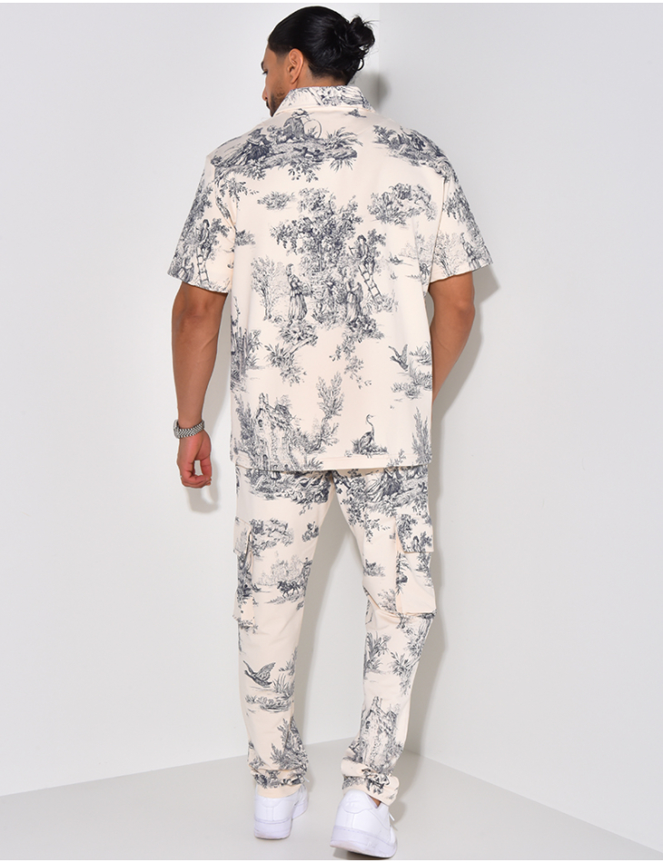 Ensemble pantalon et chemise manche courtes à motifs Ensemble pantalon et chemise manche courtes à motifs