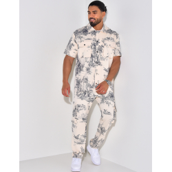 Ensemble pantalon et chemise manche courtes à motifs Ensemble pantalon et chemise manche courtes à motifs