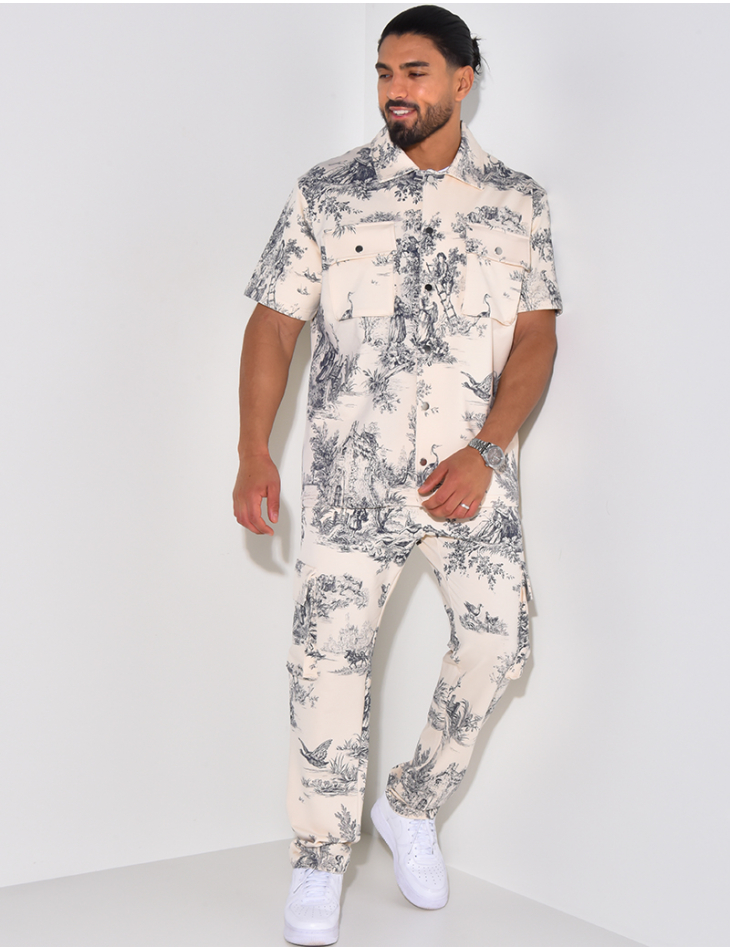 Ensemble pantalon et chemise manche courtes à motifs Ensemble pantalon et chemise manche courtes à motifs