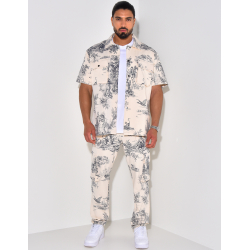 Ensemble pantalon et chemise manche courtes à motifs Ensemble pantalon et chemise manche courtes à motifs