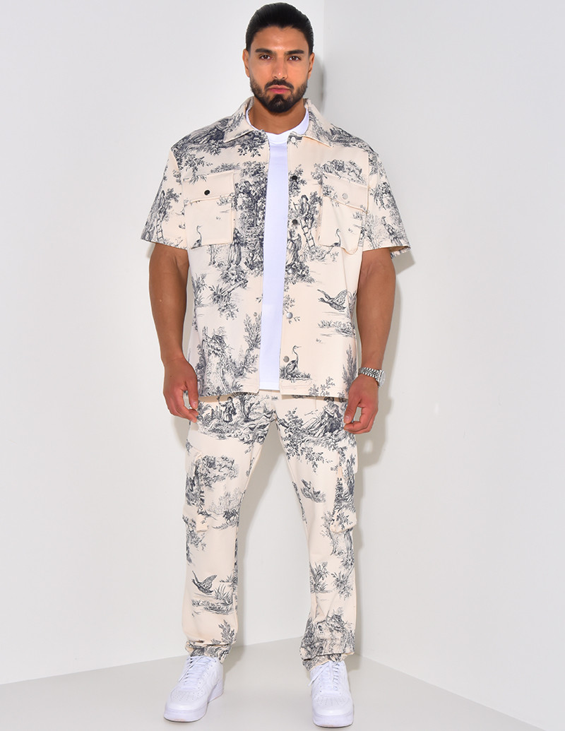 Ensemble pantalon et chemise manche courtes à motifs