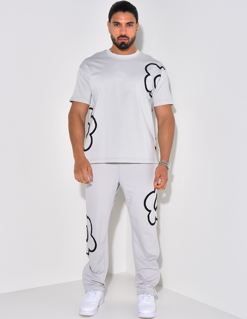 Ensemble pantalon et t-shirt à motifs brodés