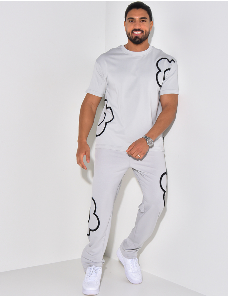 Ensemble pantalon et t-shirt à motifs brodés Ensemble pantalon et t-shirt à motifs brodés