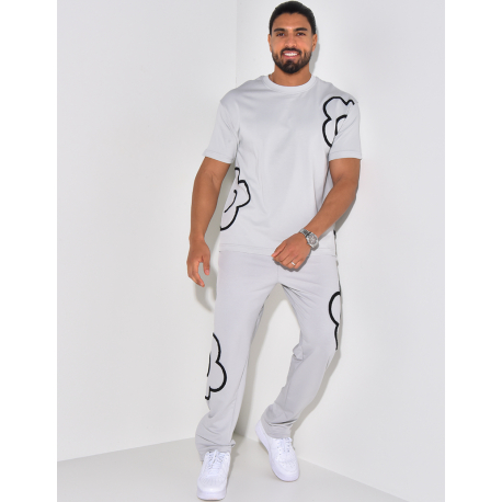 Ensemble pantalon et t-shirt à motifs brodés Ensemble pantalon et t-shirt à motifs brodés