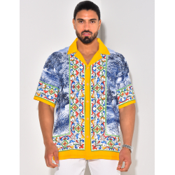 Chemise manches courtes à motifs fleurs