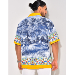 Chemise manches courtes à motifs fleurs