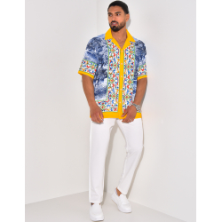 Chemise manches courtes à motifs fleurs