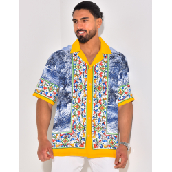Chemise manches courtes à motifs fleurs