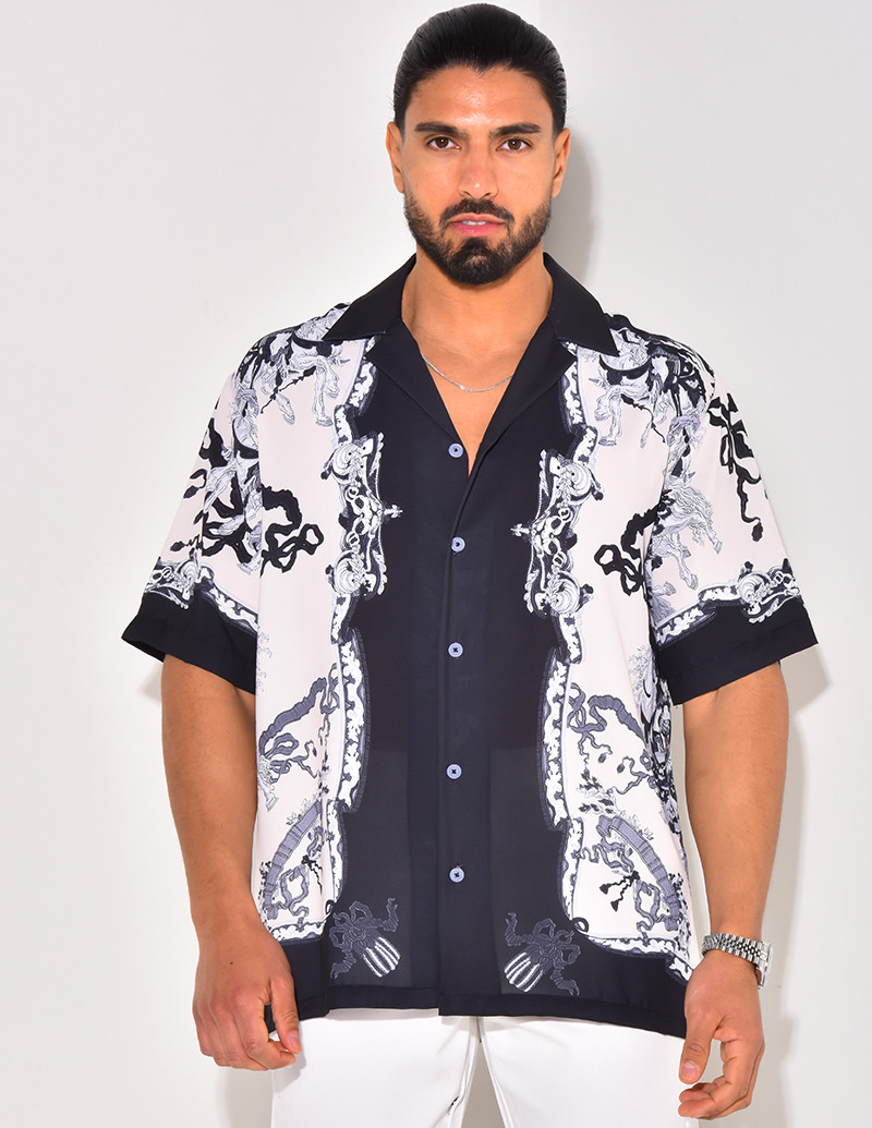 Chemise manches courtes à motifs cavaliers