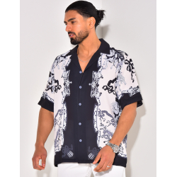 Chemise manches courtes à motifs cavaliers Chemise manches courtes à motifs cavaliers
