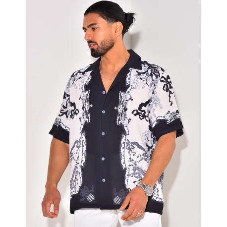 Chemise manches courtes à motifs cavaliers Chemise manches courtes à motifs cavaliers
