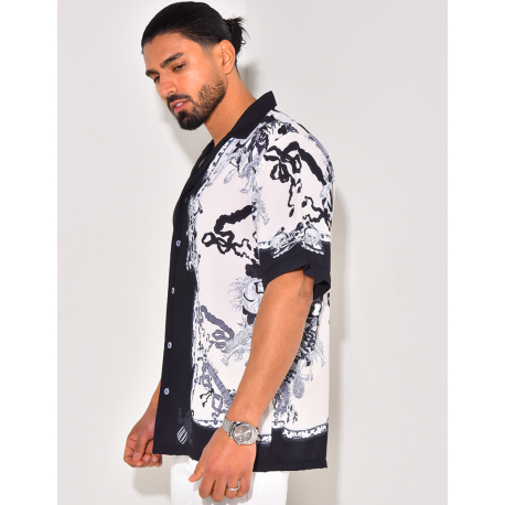 Chemise manches courtes à motifs cavaliers Chemise manches courtes à motifs cavaliers