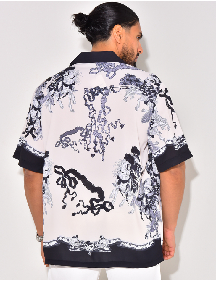 Chemise manches courtes à motifs cavaliers Chemise manches courtes à motifs cavaliers