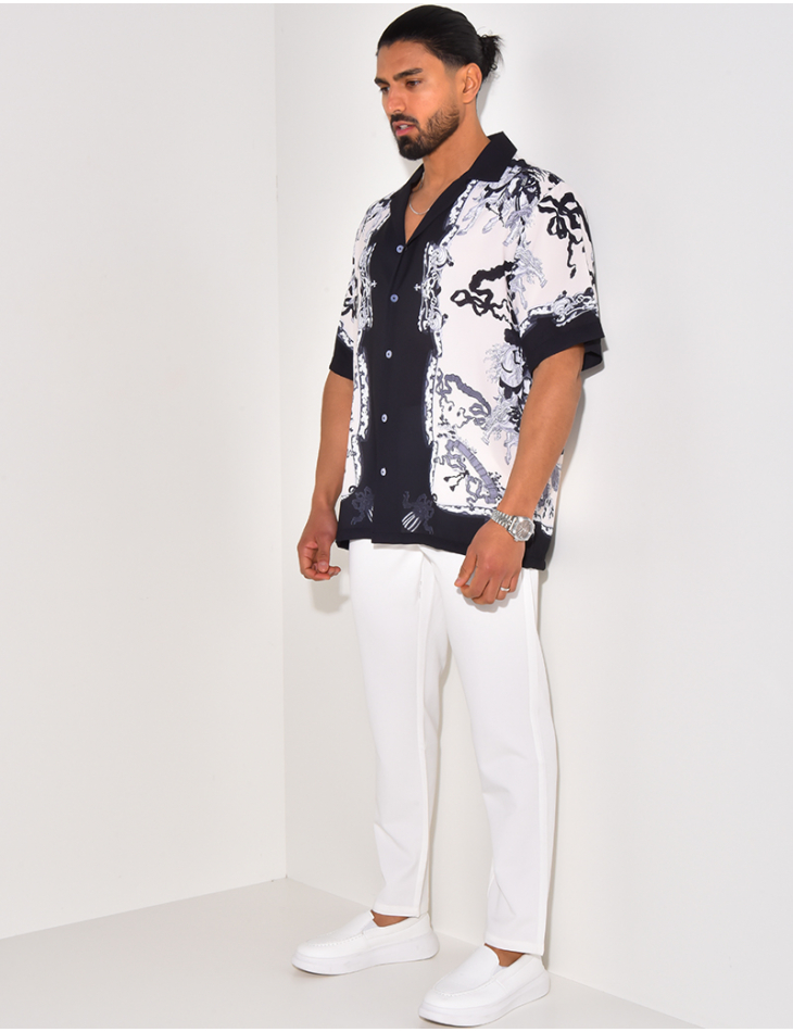 Chemise manches courtes à motifs cavaliers Chemise manches courtes à motifs cavaliers