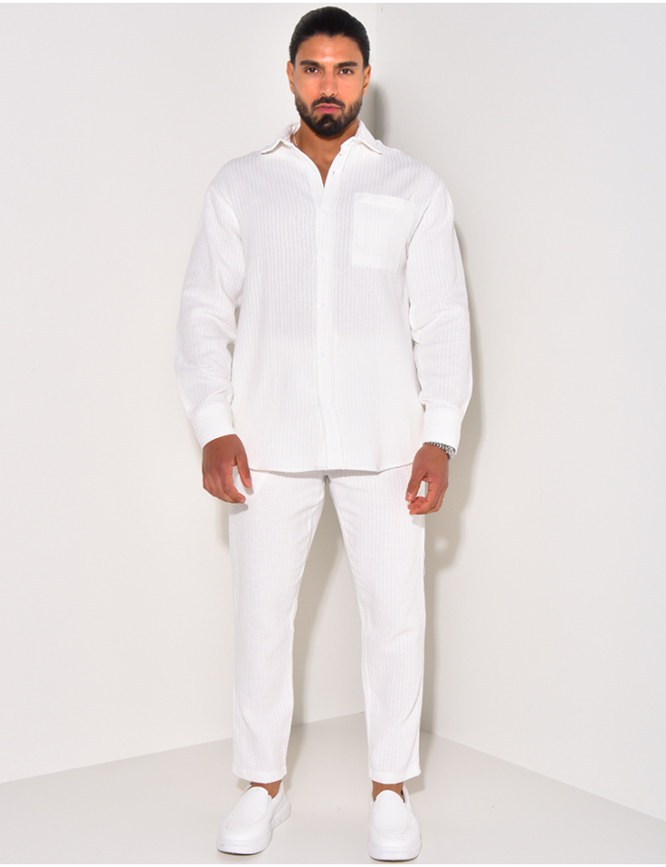 Ensemble pantalon et chemise manches longues texturé Ensemble pantalon et chemise manches longues texturé