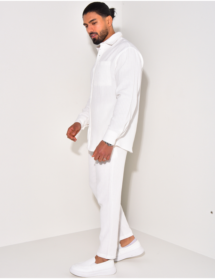 Ensemble pantalon et chemise manches longues texturé Ensemble pantalon et chemise manches longues texturé