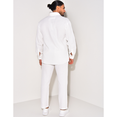 Ensemble pantalon et chemise manches longues texturé Ensemble pantalon et chemise manches longues texturé