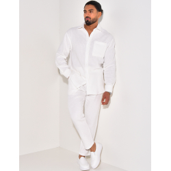 Ensemble pantalon et chemise manches longues texturé Ensemble pantalon et chemise manches longues texturé