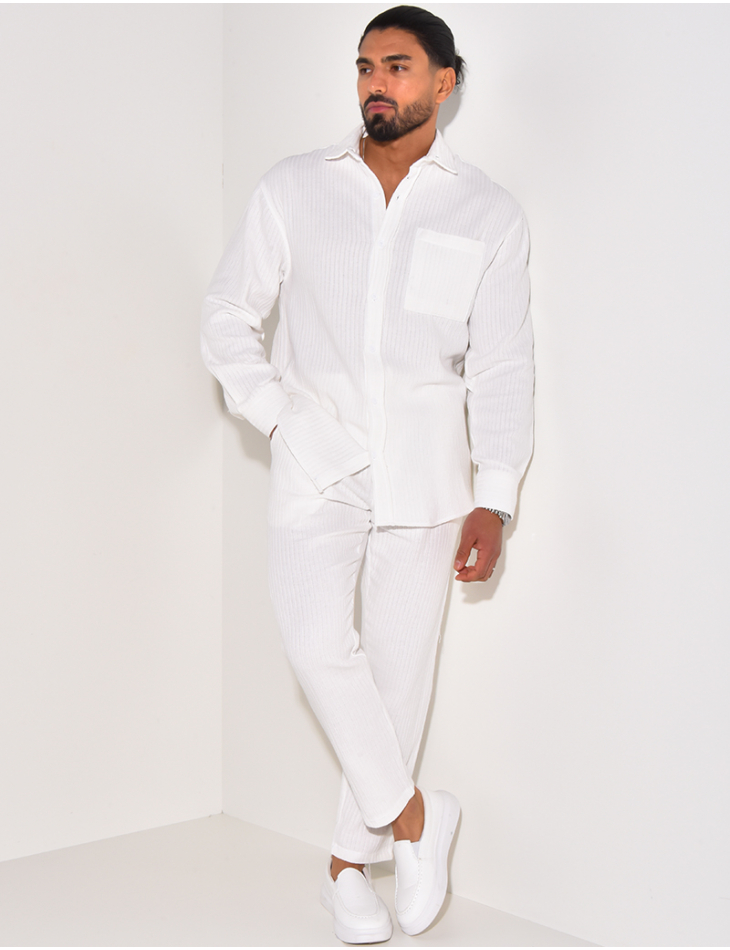Ensemble pantalon et chemise manches longues texturé Ensemble pantalon et chemise manches longues texturé