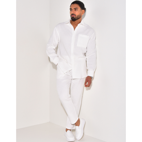 Ensemble pantalon et chemise manches longues texturé Ensemble pantalon et chemise manches longues texturé